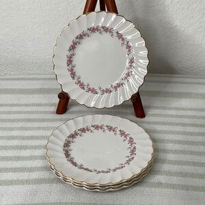 Vintage Myott Pink Petite Bread Plates Cottagecore Boho Made In England Set Of 4